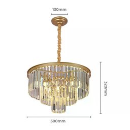 Lustre Nitrolux Ltr-011d Cristal Dourado Ø50x32cm 6 E-14 - 3