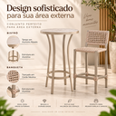 Ver imagem 2 de Conjunto Bistro + 3 Banquetas Varanda Alumínio e Corda Náutica Área Gourmet Moderna:Champanhe