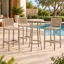 Ver imagem 6 de Conjunto Bistro + 3 Banquetas Varanda Alumínio e Corda Náutica Área Gourmet Moderna:Champanhe