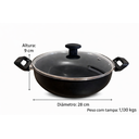 Ver imagem 4 de Wok 28 Frigideira Grande Paella Caçarola Teflon Antiaderente Cor Preto:preto