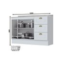 Ver imagem 3 de Gabinete de Cozinha Modulado Balcão Americana 2 Portas e 3 Gavetas c/Tampo Branco - Henn