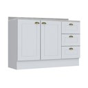 Ver imagem 1 de Gabinete de Cozinha Modulado Balcão Americana 2 Portas e 3 Gavetas c/Tampo Branco - Henn