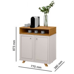 Balcão Buffet Aparador 2 Portas Off White Nature Star J&a - 4