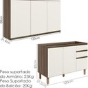 Ver imagem 3 de Armario Aereo Balcao Pia 120 Cm Mdf Kali Carvalho Toq Off White Cetim Nicioli