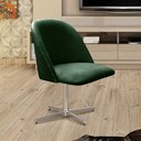 Ver imagem 2 de Poltrona Gaia Giratória De Metal Decoração Salão, Recepção, Mesa - Veludo Verde