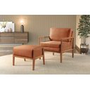 Ver imagem 2 de Puff Banqueta Gael Luxo Madeira Maciça Castellar Móbile Linho Terracota