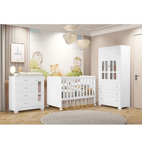 Quarto de Bebê New Katatau Branco Acetinado – Reller