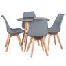 Mesa Leda 80 Cm Preto + 4 Cadeiras Leda Cinza Escuro Mesa Preto com Cadeiras Cinza Escuro - 1