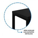 Ver imagem 2 de Mesa em L Pé Quadro (Mesa 1,50m + Mesa Auxiliar) - c/ Gavetas - Preto / Preto - 26210