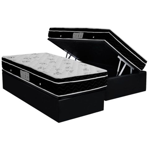 Cama Box Baú Solteiro: Colchão Molas Bonnel Ortobom Nanolastic Physical Spring + Base CRC Courano