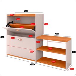 Sapateira Organizadora Quarto Closet Hall de Entrada Banco 2 Portas Basculantes Puxador Concha Milan - 8