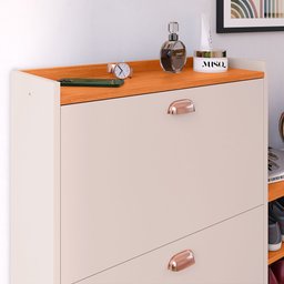Sapateira Organizadora Quarto Closet Hall de Entrada Banco 2 Portas Basculantes Puxador Concha Milan - 4