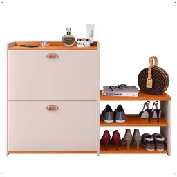 Sapateira Organizadora Quarto Closet Hall de Entrada Banco 2 Portas Basculantes Puxador Concha Milan - 7