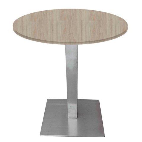 Mesa Alpha Inox 73,50 Cm (alt) Base Quadrada Tampo Mdp Redondo 60 Cm (larg) X 2,50 Cm (alt) Casablan