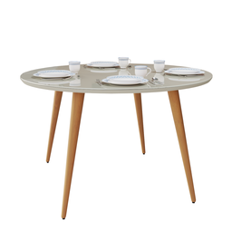 Mesa Redonda para 4 Pessoas com Tampo de Vidro e Pés Palito:off White - 2