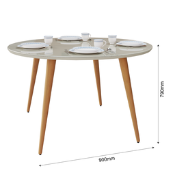 Mesa Redonda para 4 Pessoas com Tampo de Vidro e Pés Palito:off White - 4
