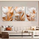 Ver imagem 1 de Kit com 3 Quadros Decorativos 70x50 Cm Floral Romantico, Tela Canvas, na Posição Vertical