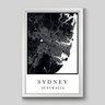 Quadro Mapa Sydney - 45x30cm - Moldura Caixa Branco - 1