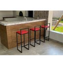 Ver imagem 2 de Banqueta Alta Cozinha Bar Balcão Bistrô Industrial Preta Assento Estofado  