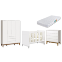 Ver imagem 1 de Quarto de Bebê Berço Evolution + Guarda Roupa 4P + Cômoda 4g Elfe Branco com Colchão