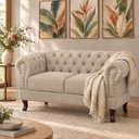 Ver imagem 1 de Namoradeira Chesterfield Duque 2 Lugares em Linho Bege