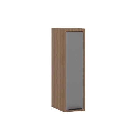 Armário Aéreo de Cozinha 20cm 1 Porta Aspen Luciane Móveis Vanilla com Cinza Puro
