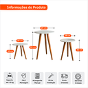 Ver imagem 4 de Jogo 3 Mesinha Redonda Madeira Decorativa Pé Palito Porta Enfeite Objeto Expositor Branco Loja Festa