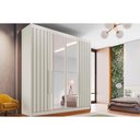 Ver imagem 1 de Guarda Roupa 4 Portas Ripadas (2 C/ Espelho) e 3 Gavetas Potente Off White - Europa