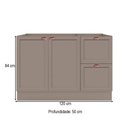 Ver imagem 3 de Balcão de Cozinha para Pia 120 cm Americana Texas 2 Portas 2 Gavetas com Rodapé Griss - Pnr Móveis