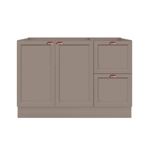 Balcão de Cozinha para Pia 120 cm Americana Texas 2 Portas 2 Gavetas com Rodapé Griss - Pnr Móveis