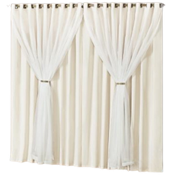 Cortina oxford com voil 2,80x1,80 Para Trilho Duplo:PALHA - 1