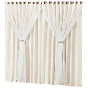 Cortina oxford com voil 2,80x1,80 Para Trilho Duplo:PALHA