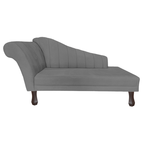 Recamier Divã para Sala Cecilia Pés Retro Tabaco 1.60cm Suede Cinza - Incasa Decor