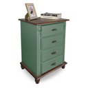 Ver imagem 1 de Mesa de Cabeceira 4 Gavetas Retrô Pés Bola Madeira Florença - Laca Verde Kalle/imbuia