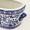 Ver imagem 4 de Vaso Cachepot Oval Porcelana Azul e Branco Floral 24cm