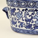 Ver imagem 5 de Vaso Cachepot Oval Porcelana Azul e Branco Floral 24cm