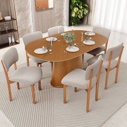 Cadeira para Sala de Jantar Cozinha Living Estofada Dara L02 Bouclê Creme - Lyam Decor - 2