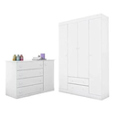 Ver imagem 1 de Conjunto De Quarto Infantil Helena Branco Com Guarda Roupa e Cômoda 1 Porta - Phoenix Baby