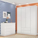Ver imagem 2 de Conjunto De Quarto Infantil Helena Branco Com Guarda Roupa e Cômoda 1 Porta - Phoenix Baby