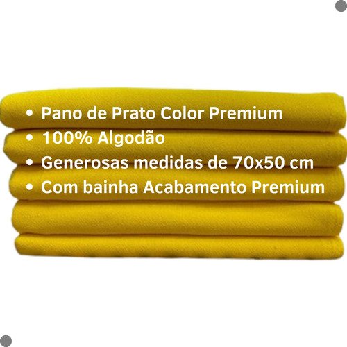 Kit 10 Panos de Prato Amarelo Cozinha Copa Gourmet 70x50cm - 4