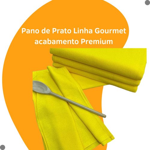 Kit 10 Panos de Prato Amarelo Cozinha Copa Gourmet 70x50cm - 3