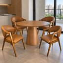 Ver imagem 1 de Mesa com Base em Cone 90cm Redondo & 4 Cadeiras Lithi Durango Macau Design Sofisticado