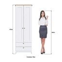 Ver imagem 5 de Guarda-Roupa 2 Portas e 2 Gavetas Americano Branco/Gelo/Ipê