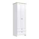 Ver imagem 2 de Guarda-Roupa 2 Portas e 2 Gavetas Americano Branco/Gelo/Ipê