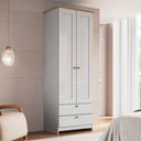 Ver imagem 1 de Guarda-Roupa 2 Portas e 2 Gavetas Americano Branco/Gelo/Ipê