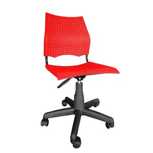 Cadeira de Escritorio Giratoria Versat para Recepção com Regulagem de Altura Plastico Vermelha