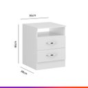 Ver imagem 2 de Mesa de Cabeceira Pequena Branca 02 Gavetas 36x46x381040 MDP - Prime