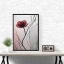 Ver imagem 1 de Quadro Moderno Flor Vinho 24x18cm:moldura Preta