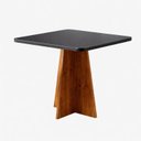 Ver imagem 2 de Mesa de Jantar Quadrada 4 Lugares com Tampo de Vidro Mel e Grafite Tulipa