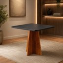 Ver imagem 1 de Mesa de Jantar Quadrada 4 Lugares com Tampo de Vidro Mel e Grafite Tulipa